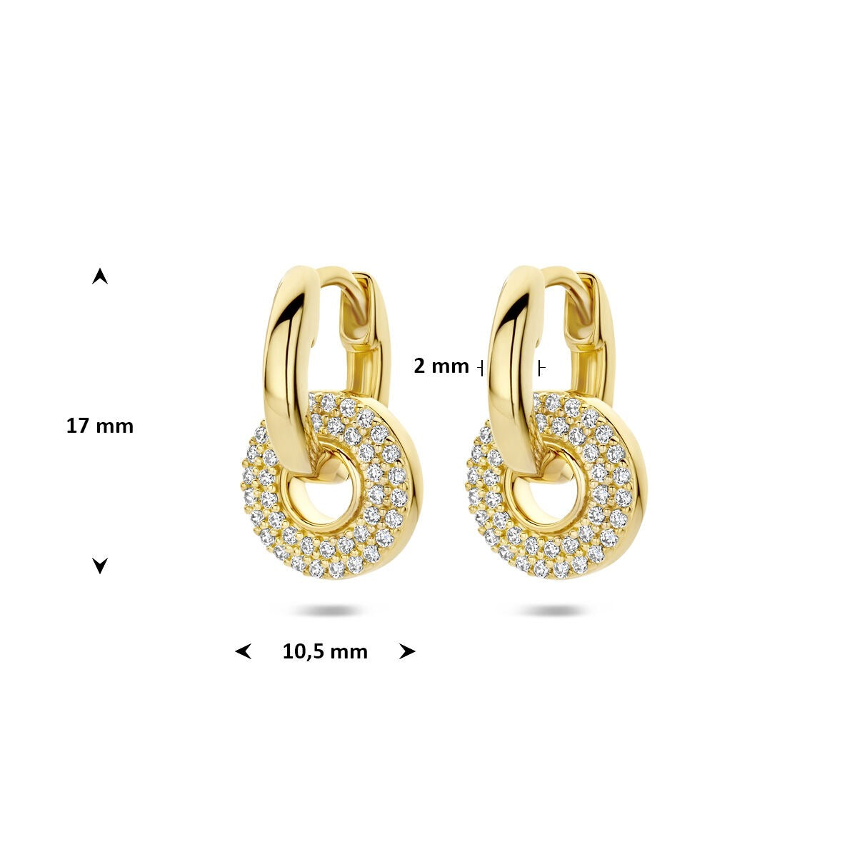 Créoles en Argent Plaqué Or avec Zircone