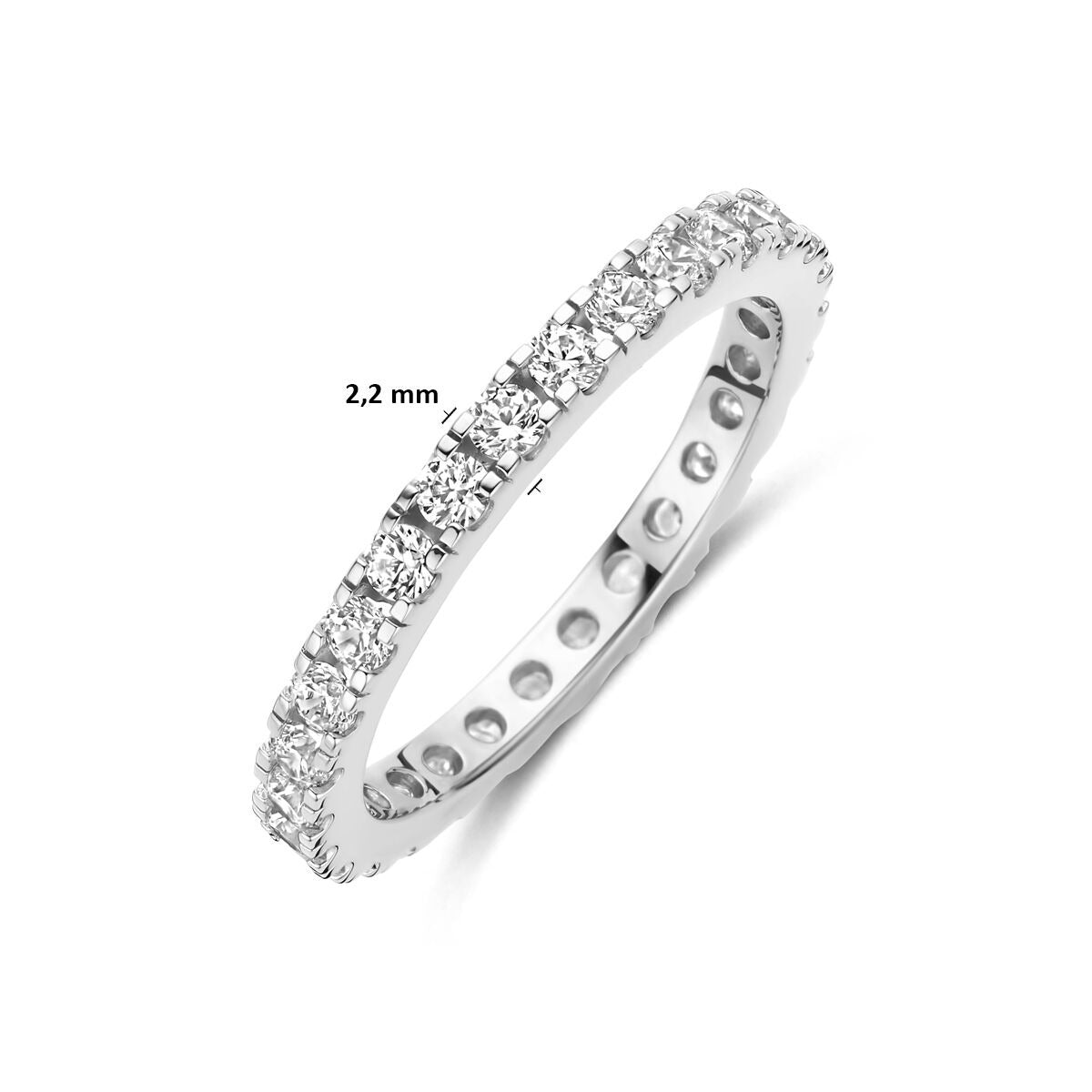 Bague en argent 925 rhodiée avec zircone 2.2 mm