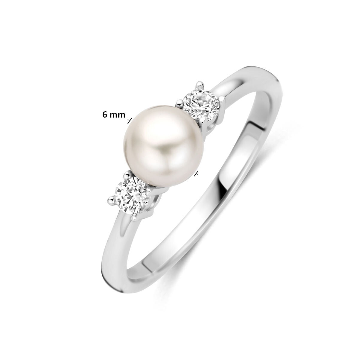 Bague en argent avec perle et zircone – bague pour femme en argent 925 rhodié