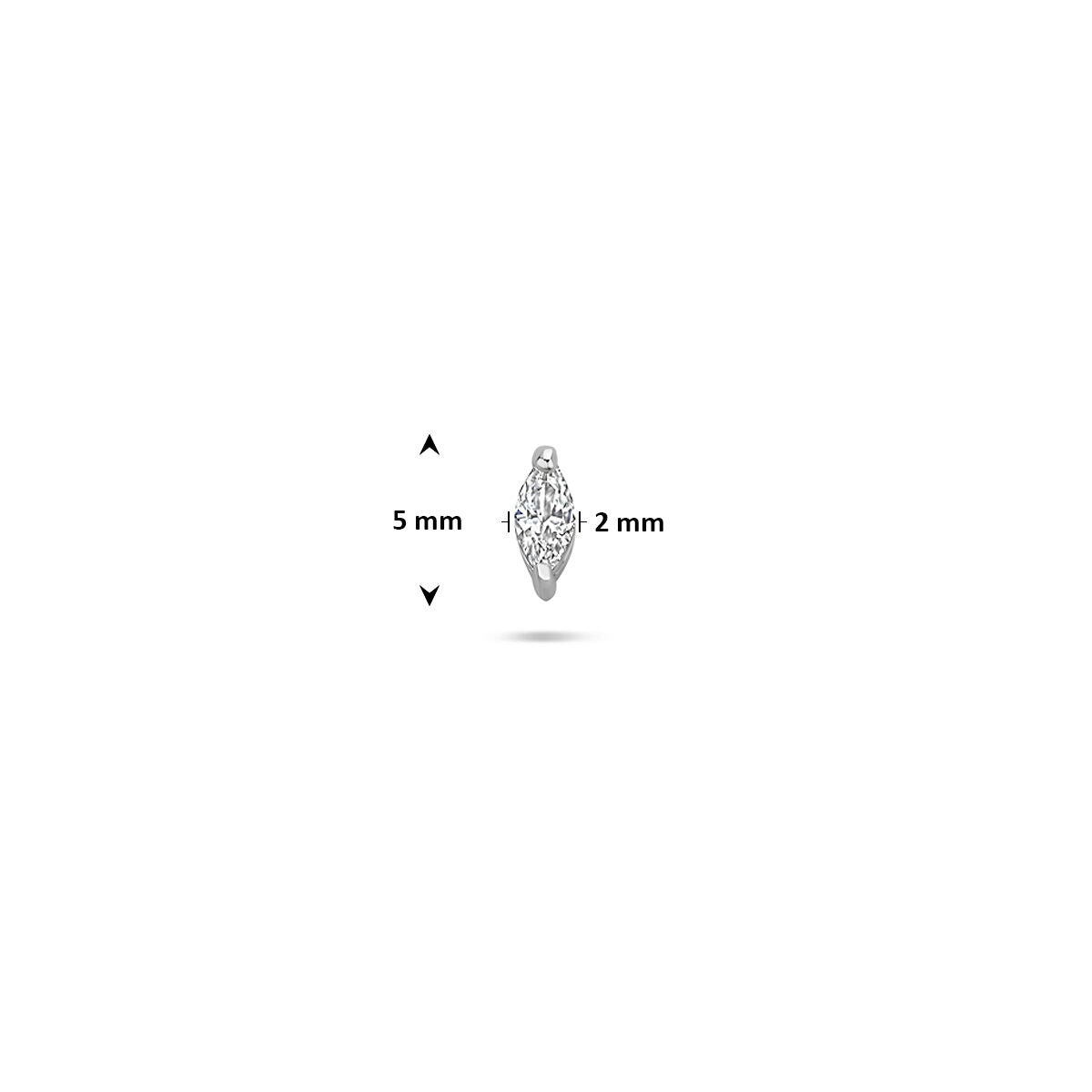 Piercing argent plat arrière avec zircone marquise – rhodié 925