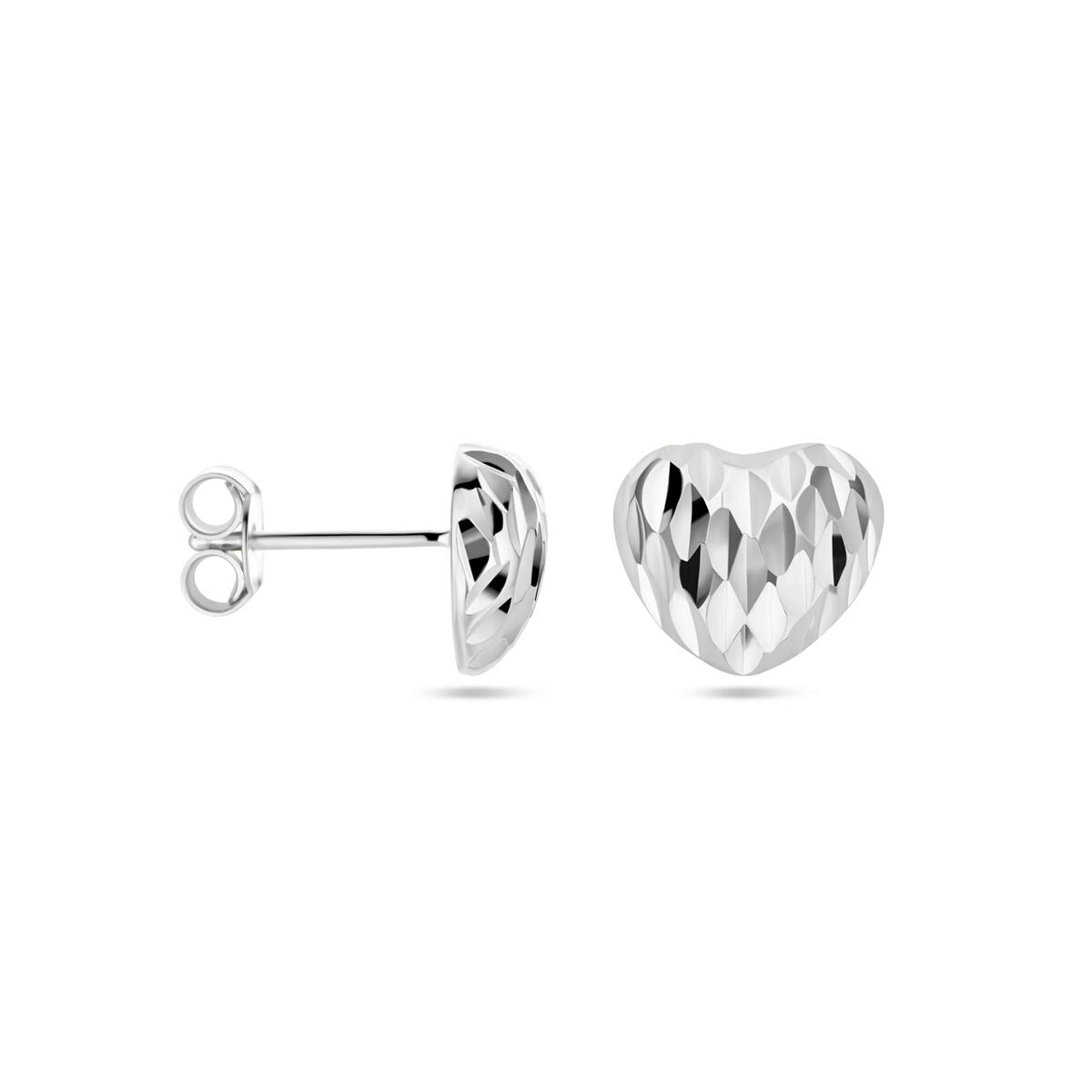 Puces d'oreilles en argent en forme de cœur – rhodié argent 925