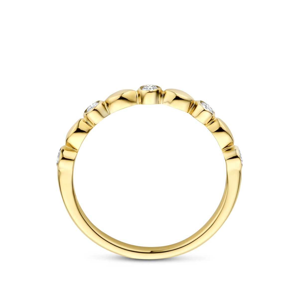 Bague en or jaune 14k avec diamant cultivé en laboratoire 0.13 ct