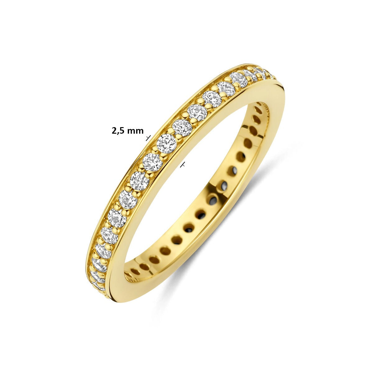 Bague en argent 925 plaqué or avec zircone 2.5 mm