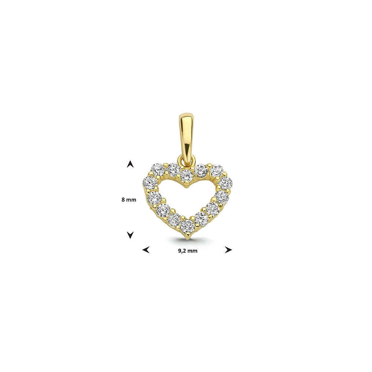 Pendentif en or 9k avec cœur en zircone – Collier avec petit cœur