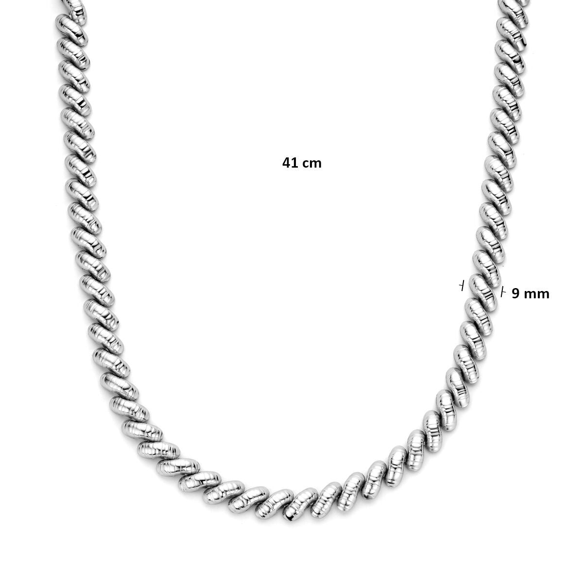Collier pour femme en argent rhodié 925 avec larges mailles