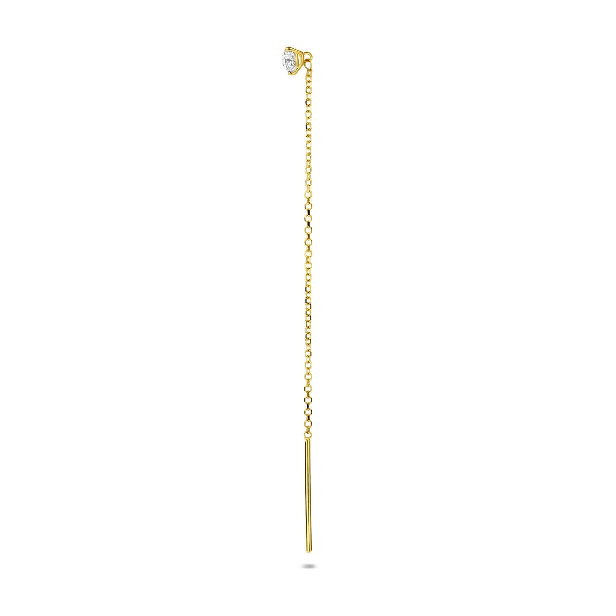 Boucle d'oreille en or jaune 14k avec diamant cultivé en laboratoire - vendu à l'unité