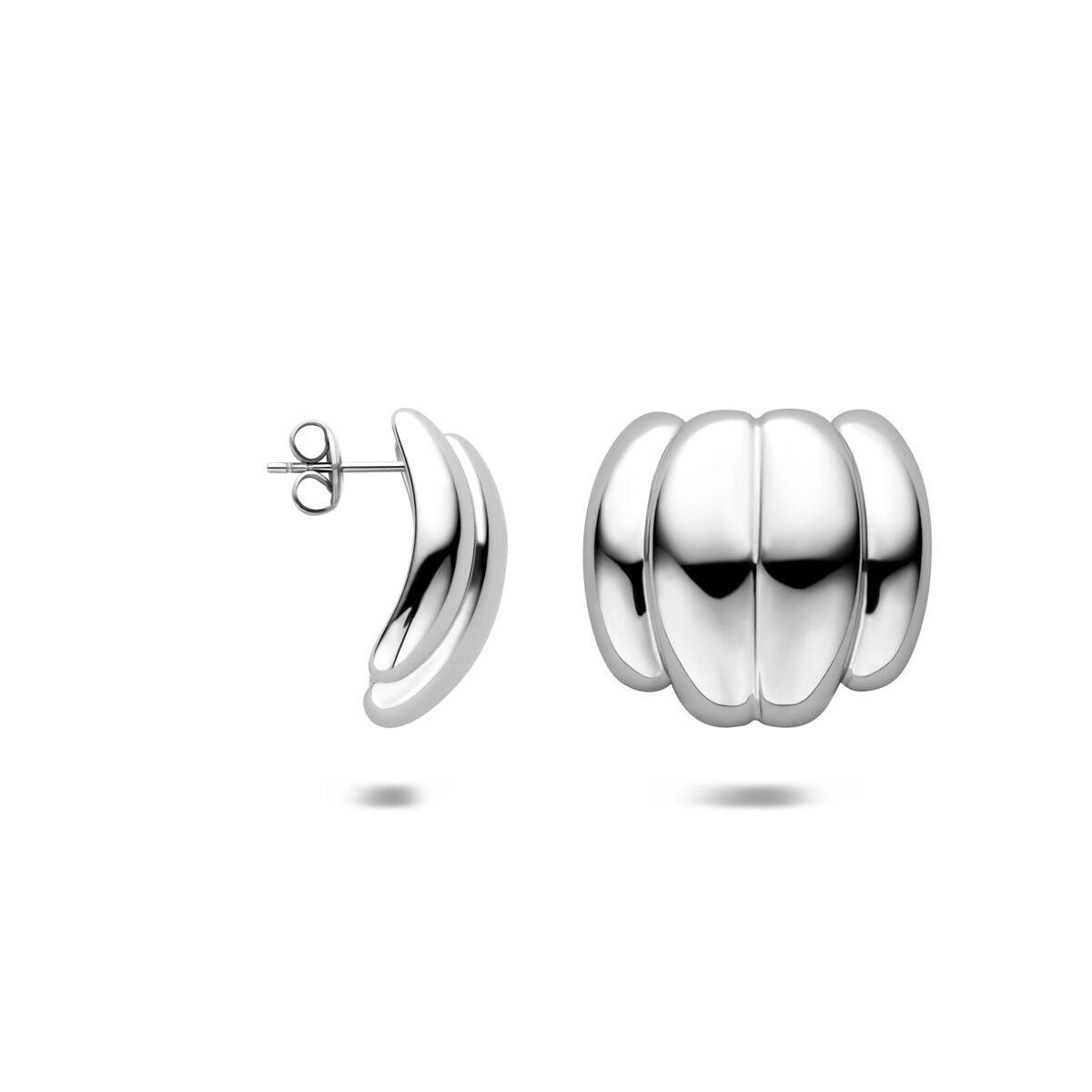 Puces d'oreilles en acier pour femme rondes argentées 23 mm