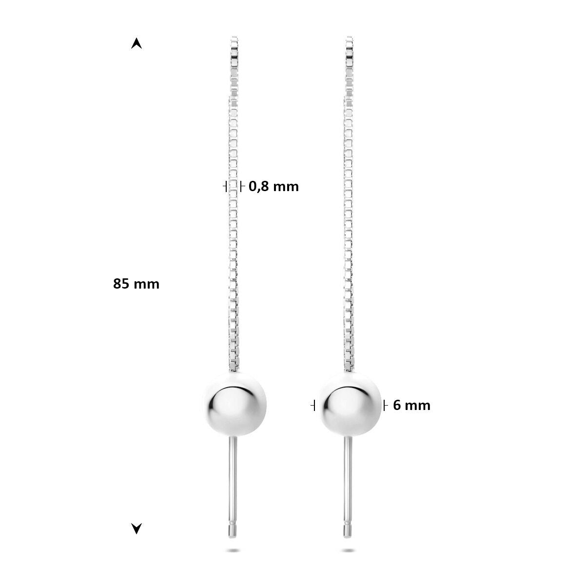 Boucles d'oreilles à poussette argent rhodiées boule