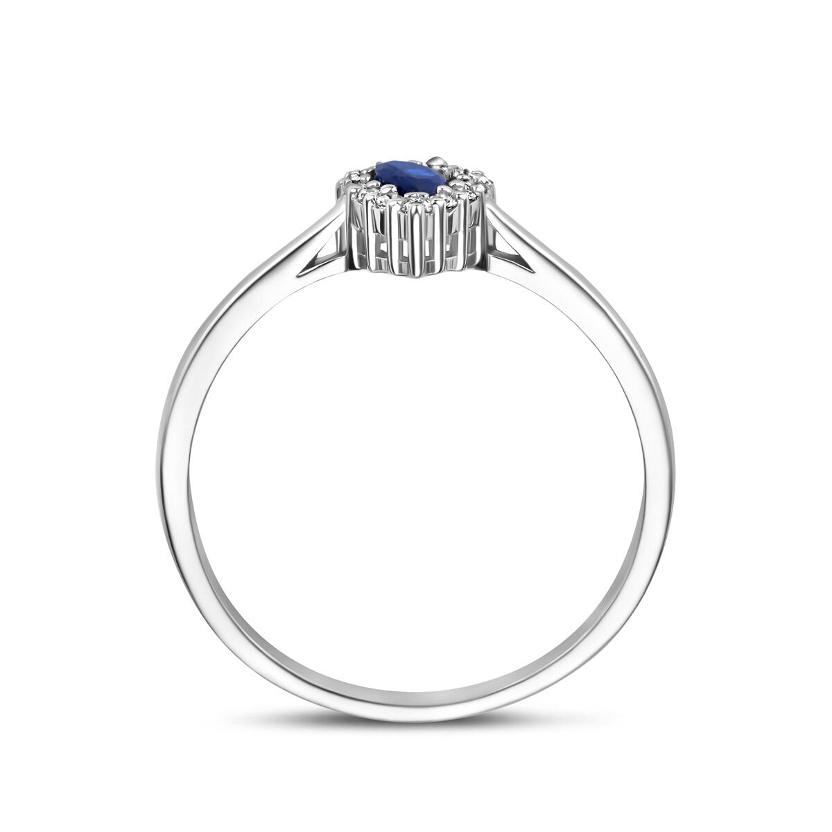 Bague pour femme en argent rhodié avec saphir et zircone