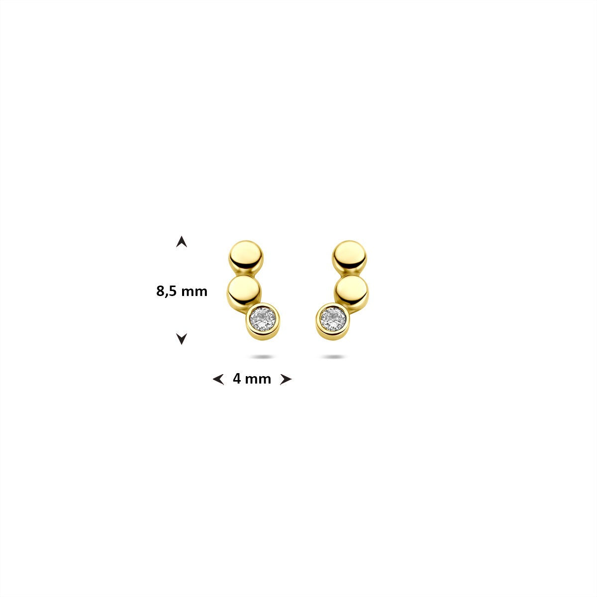 puces d'oreilles en or jaune 9k avec zircone – 8,5x4mm