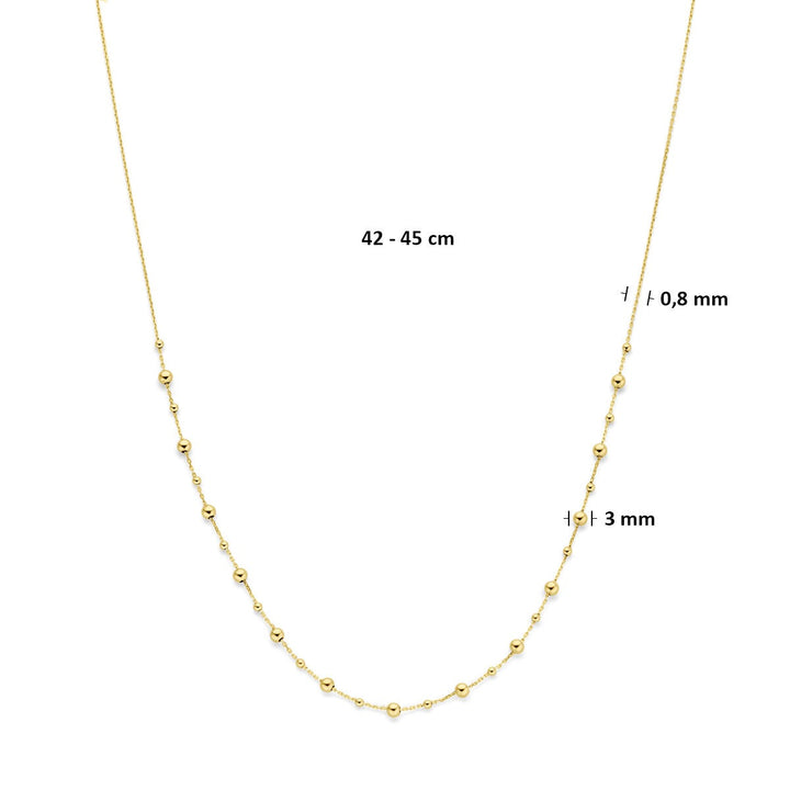 14k Geelgouden collier met bolletjes