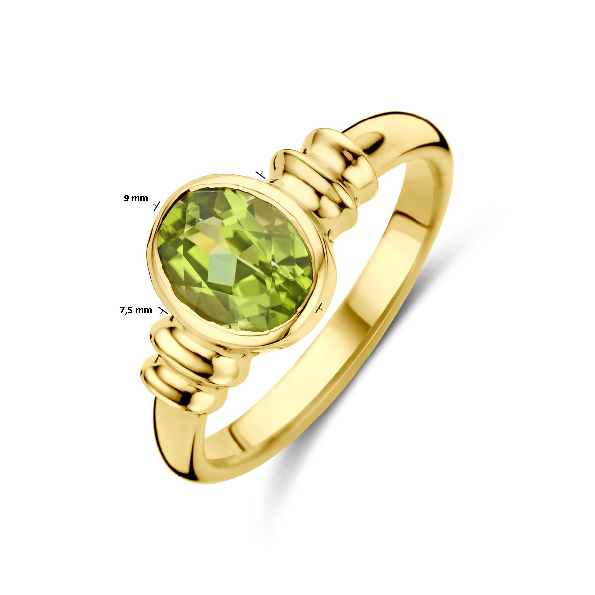 Bague en or pour femme – 14k avec péridot en forme ovale