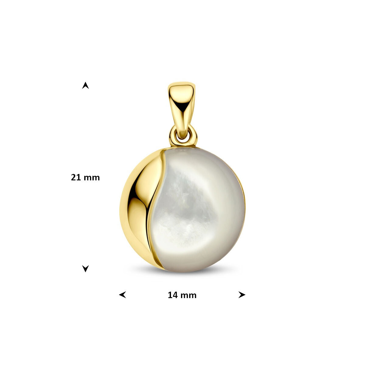 pendentif en or jaune avec nacre 14 mm