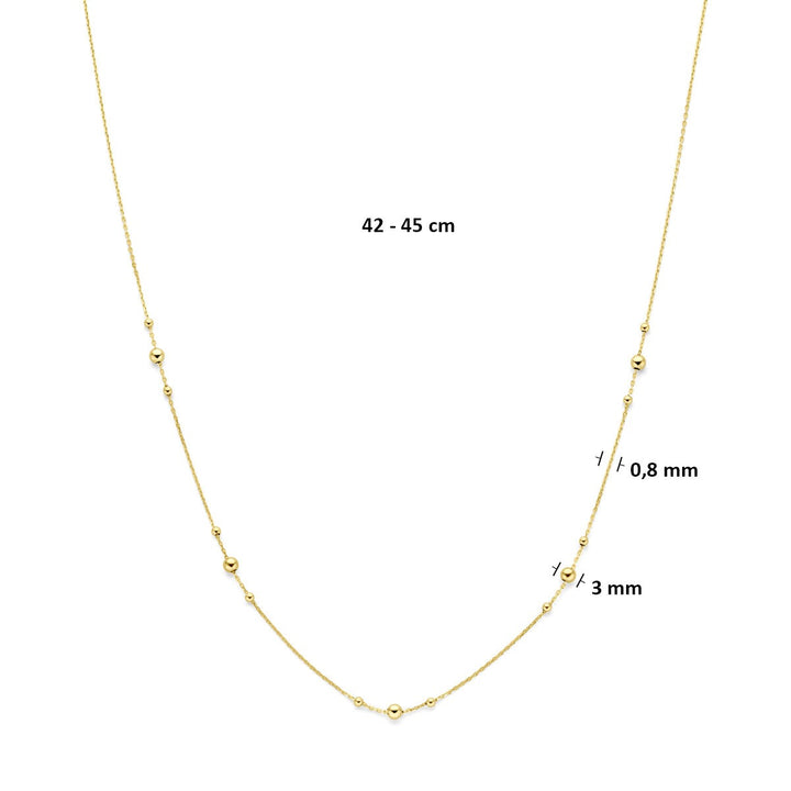14k Geelgouden collier met bolletjes