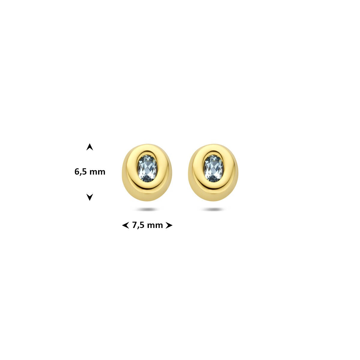 Puces d'oreilles en or jaune 9k avec topaze bleue