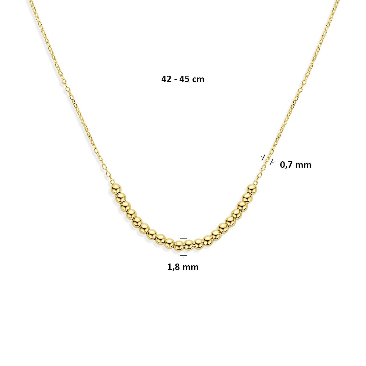 collier en or jaune 14k avec billes