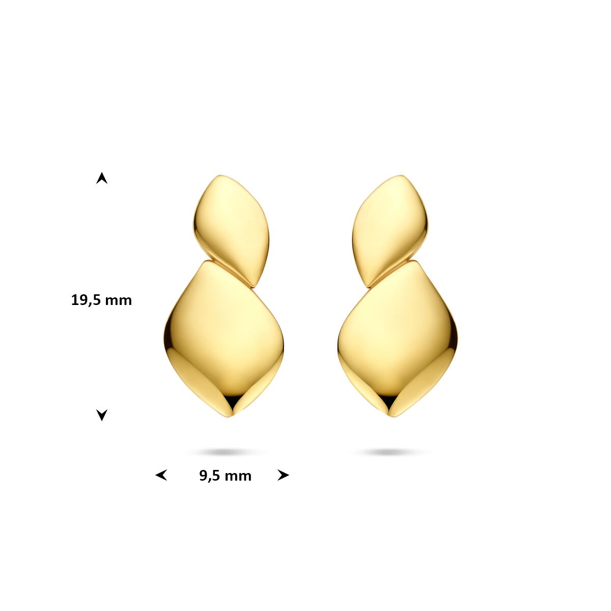 Puces d'oreilles en or 14k design allongé