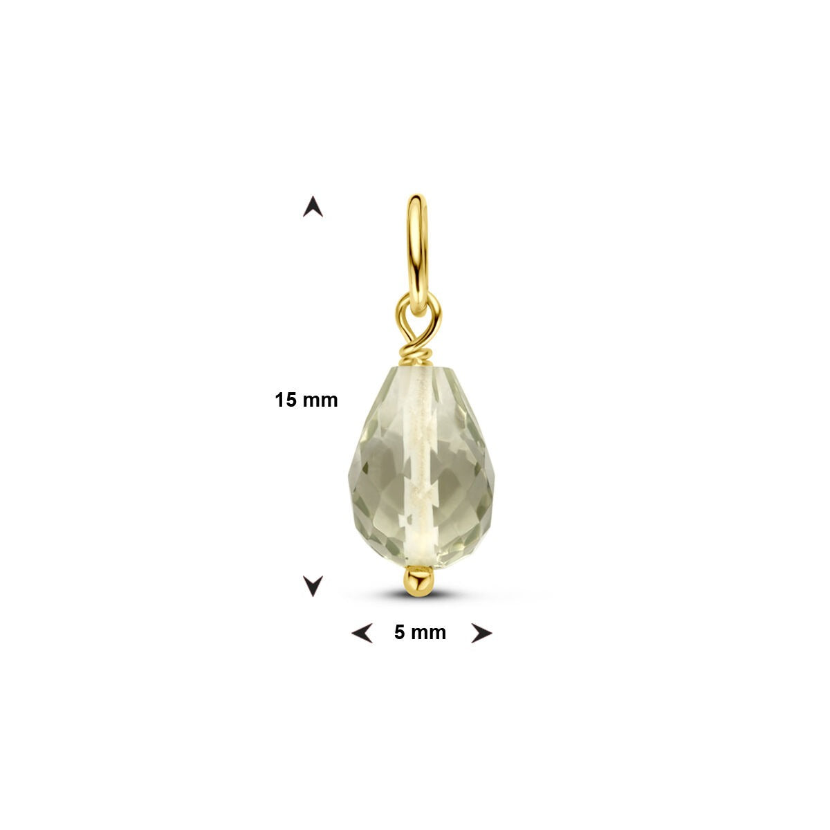 Pendentif en Or Jaune 14k avec Améthyste Verte – Taillé en Briolette
