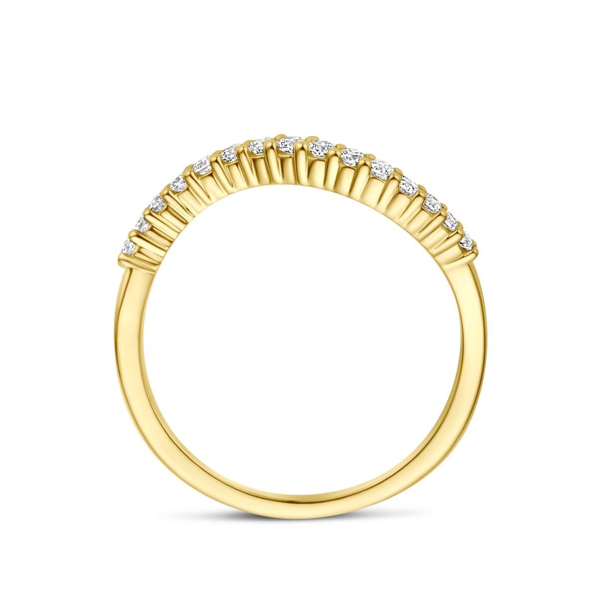 Bague Alliance en Or Jaune 14k avec Diamant 0,21 ct
