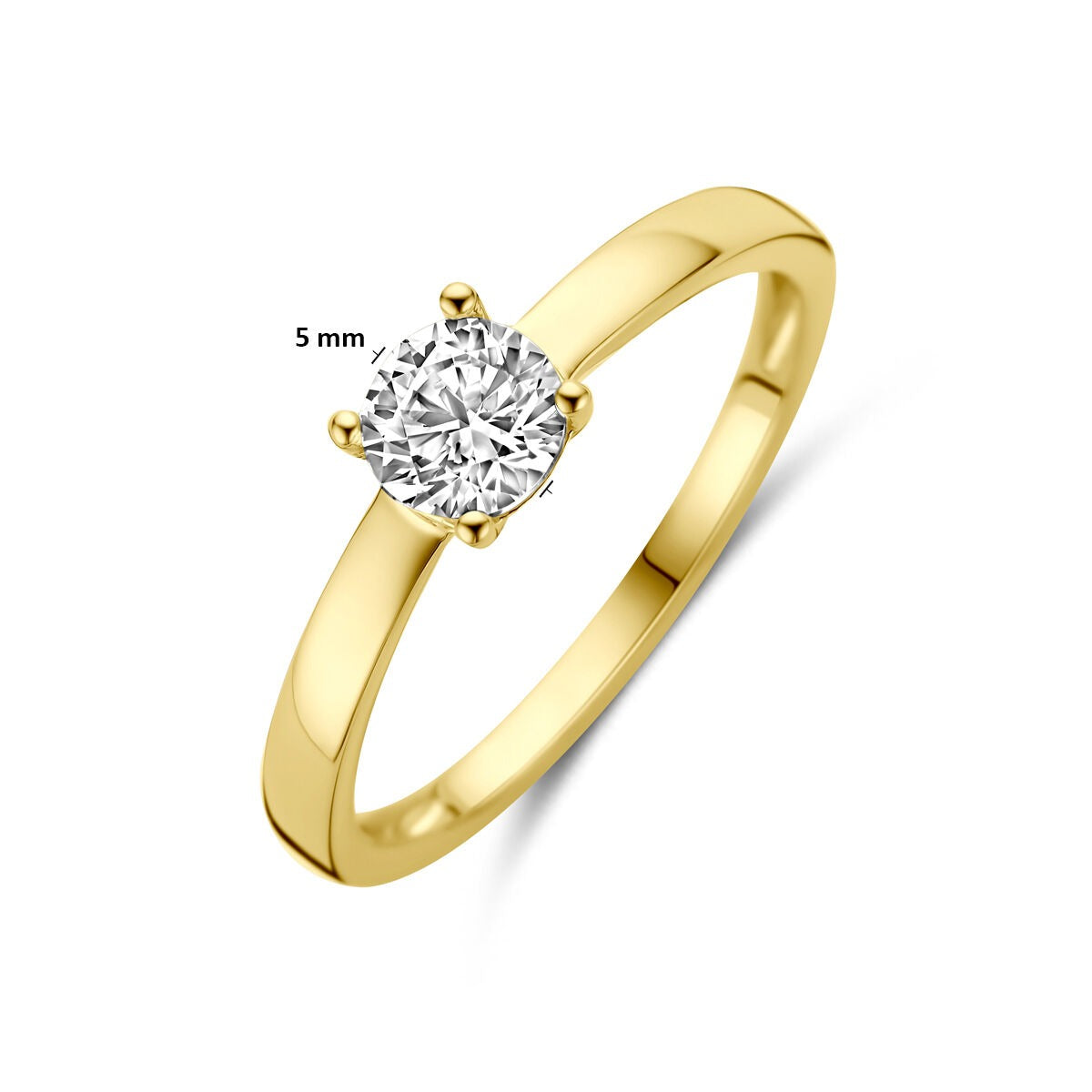 Bague plaqué or jaune en argent 925 avec zircone