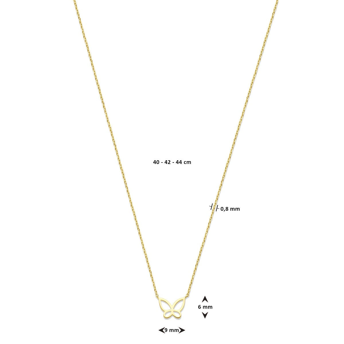 Collier en or jaune 14k avec papillon – Élégant et ludique