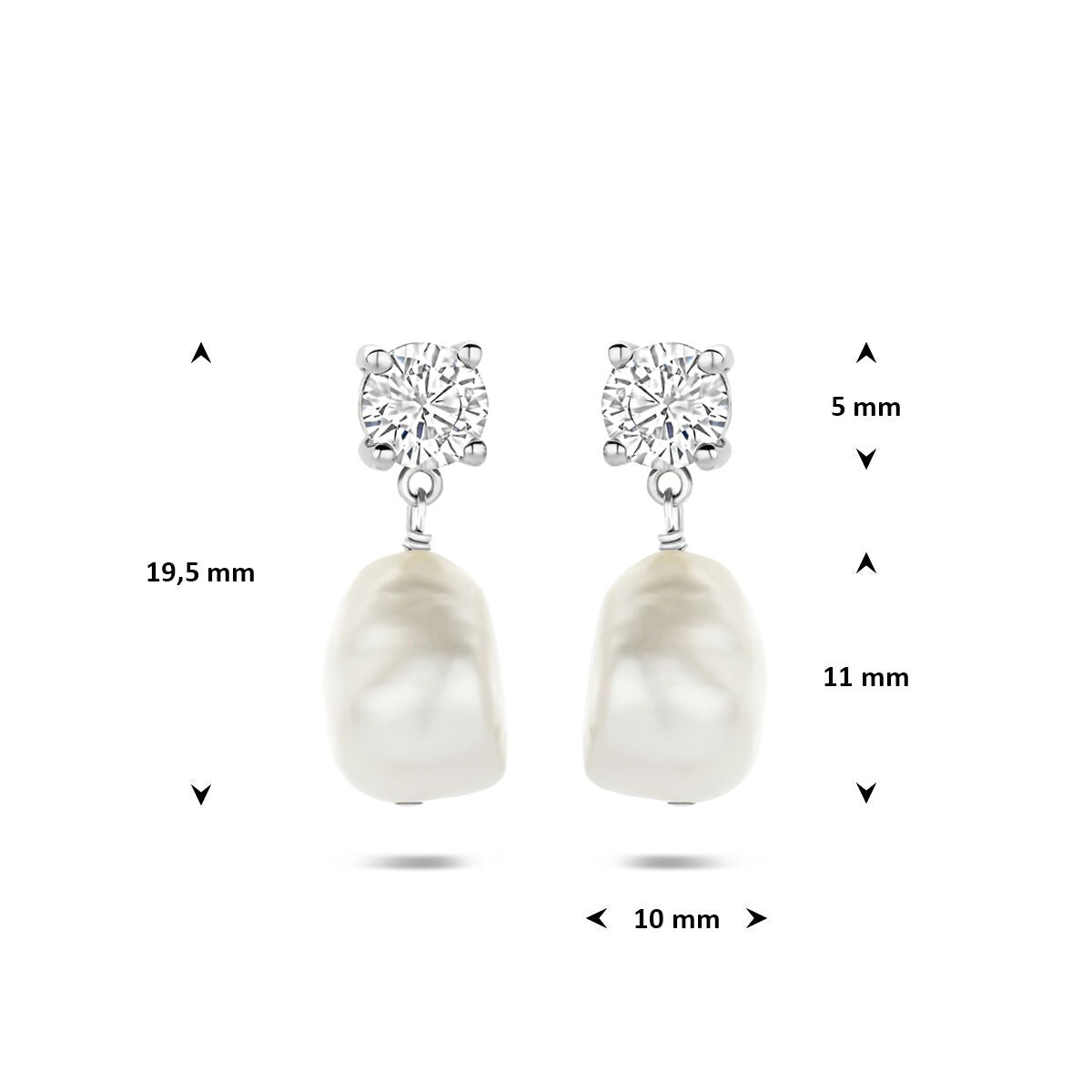 Boucles d'oreilles en argent 925 avec perle et zircone