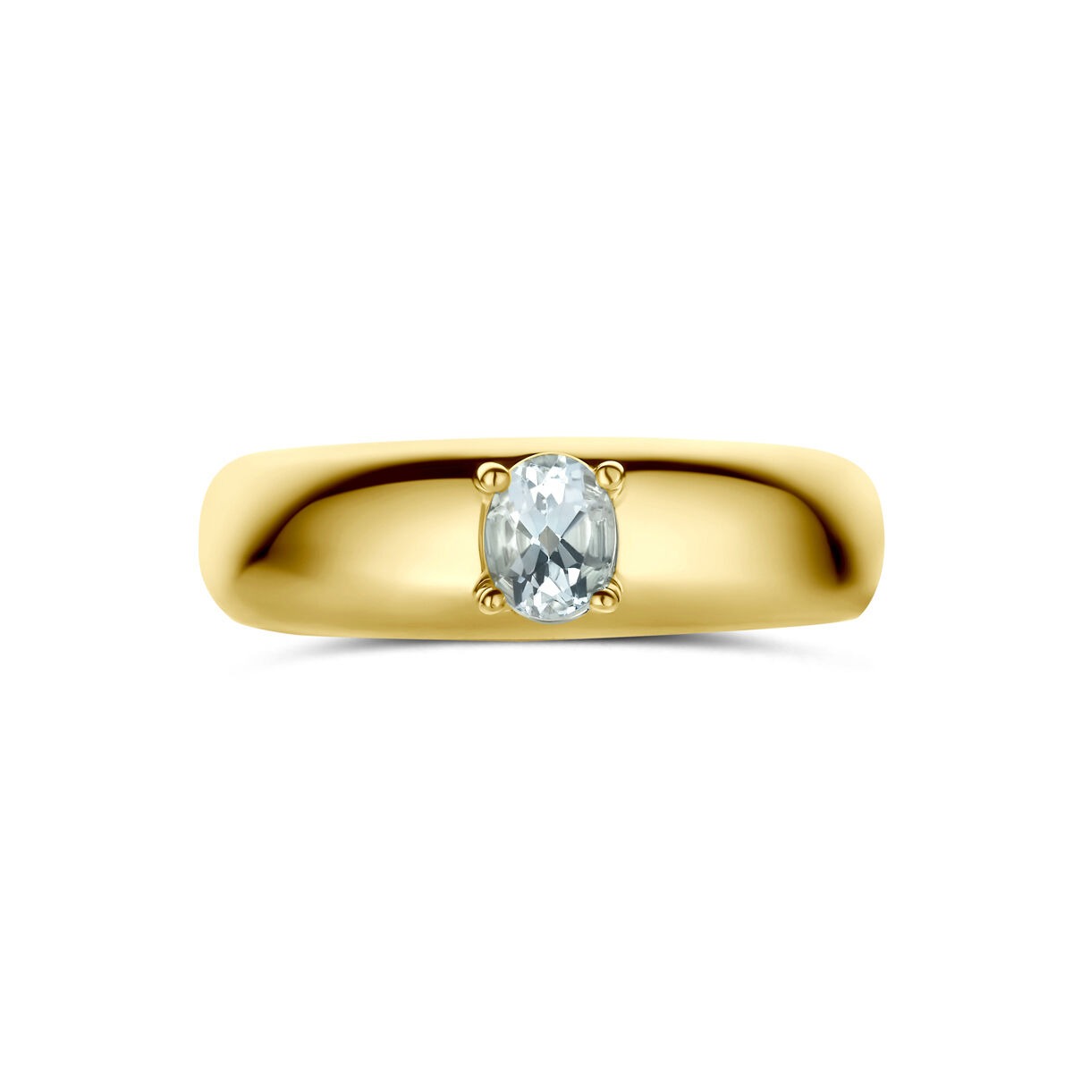 bague en or jaune 14k avec aquamarine