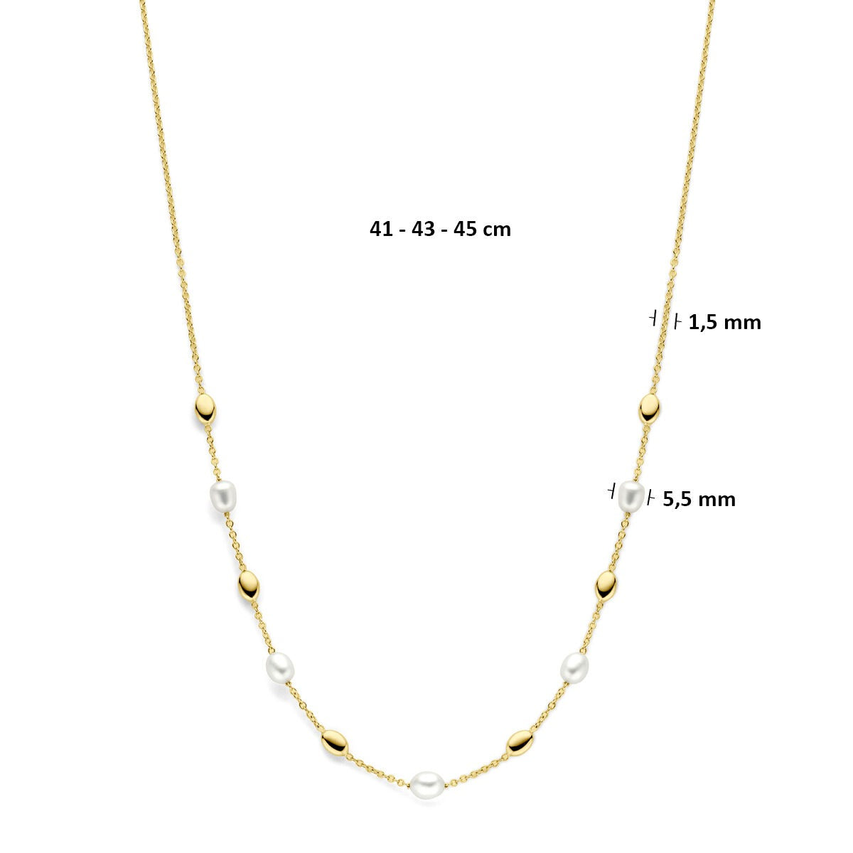 collier en or jaune 14k avec perles