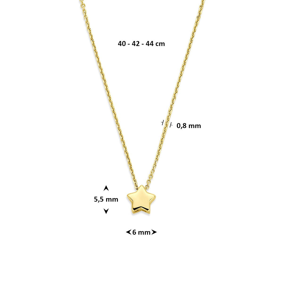 Collier en or jaune 14k avec étoile