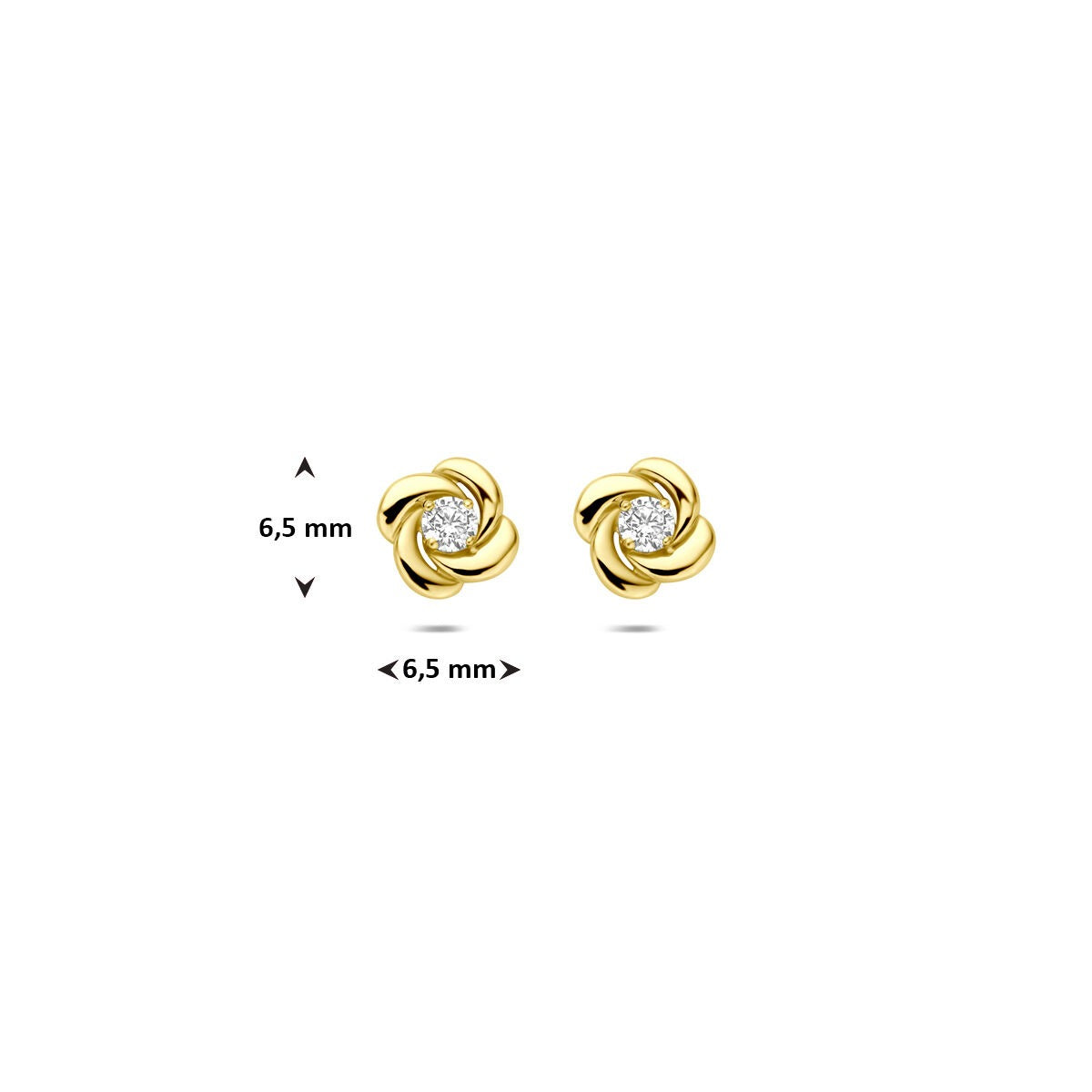Puces d'oreilles en or jaune avec zircone – 14k, chaton 4 griffes