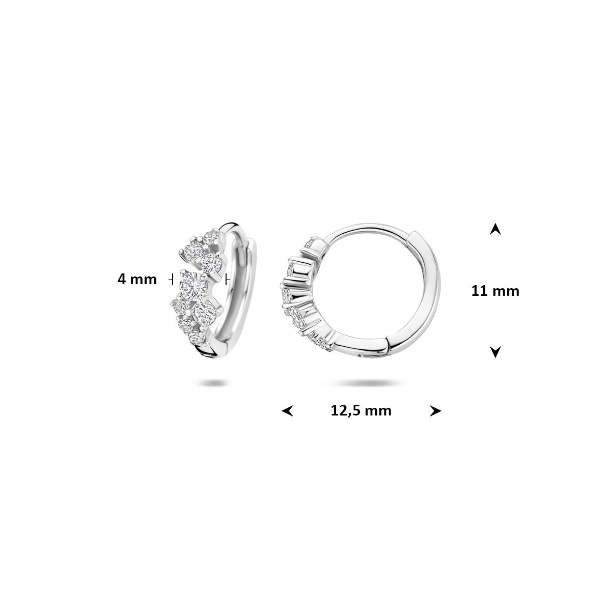 Créoles en argent rhodié avec zircone
