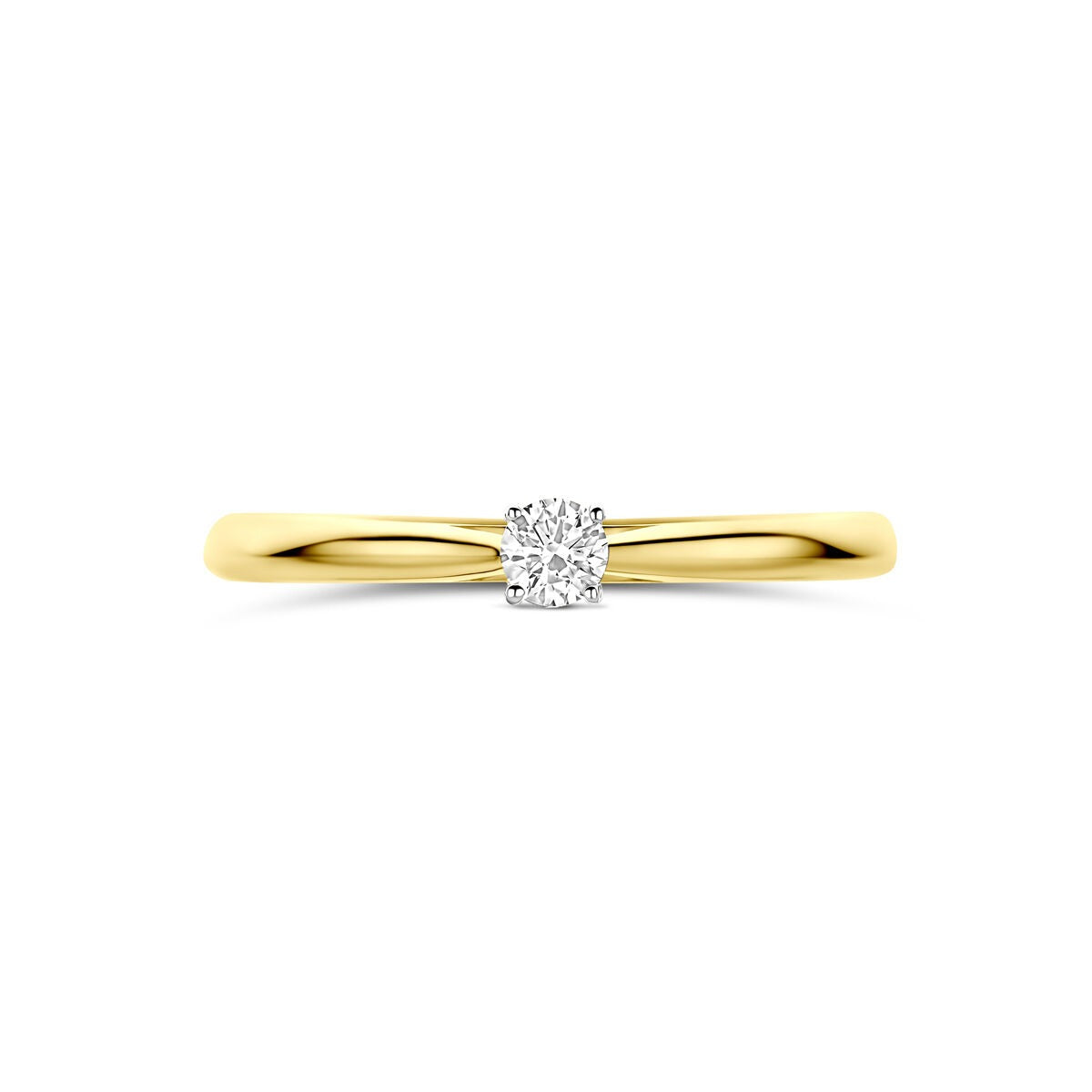 Bague en or jaune et blanc bicolore 14k avec diamant cultivé en laboratoire de 0,10 ct