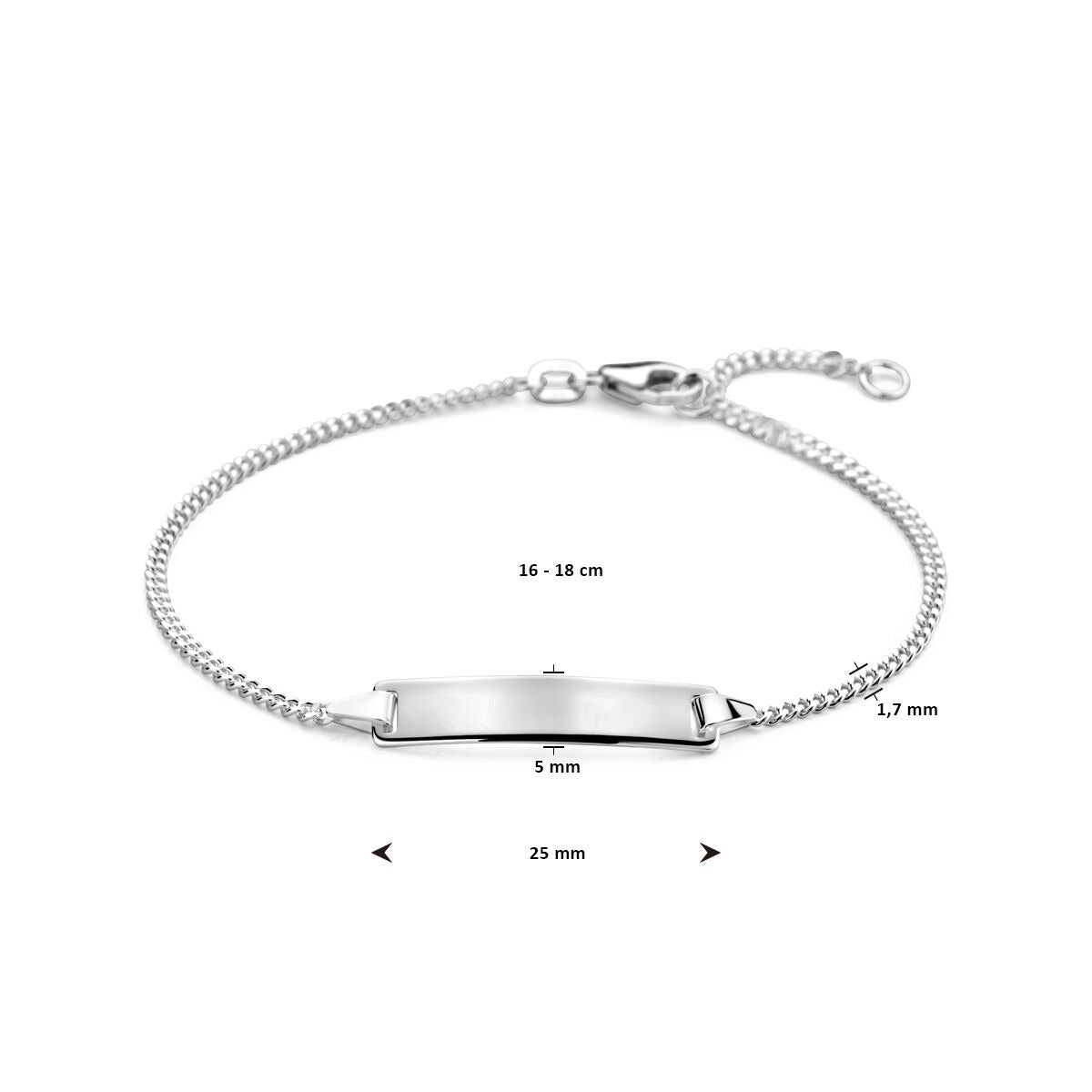 Bracelet en argent pour femme avec maille gourmette et plaque de gravure