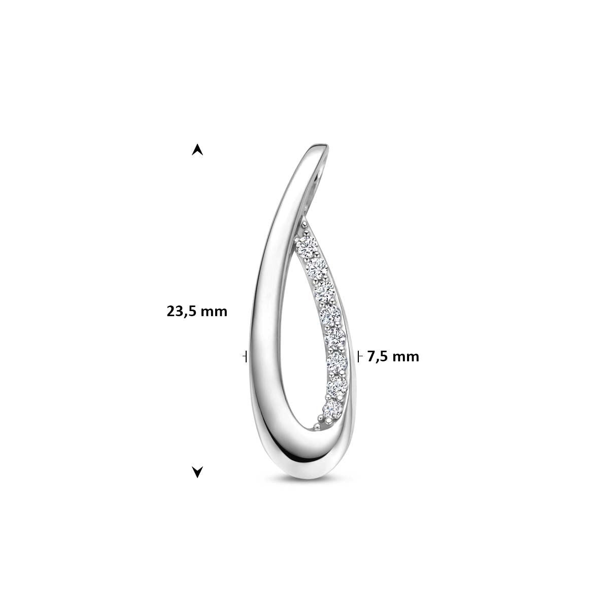 Gerhodineerd 925 zilveren hanger met zirkonia