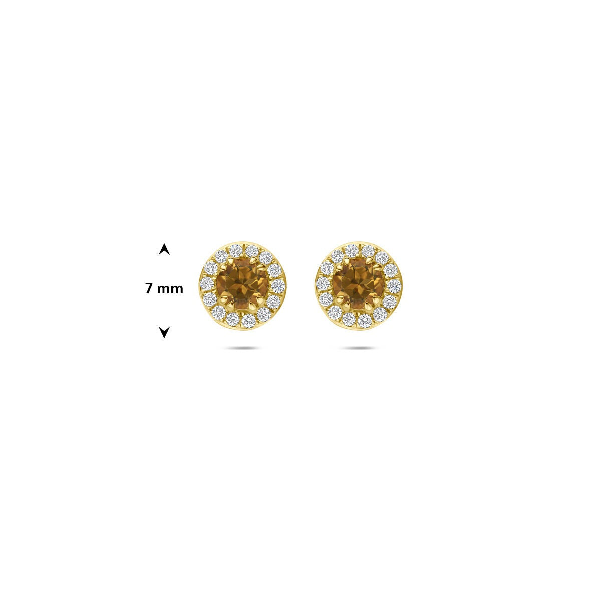 Puces d'oreilles en or jaune 14k avec citrine et diamant cultivé en laboratoire