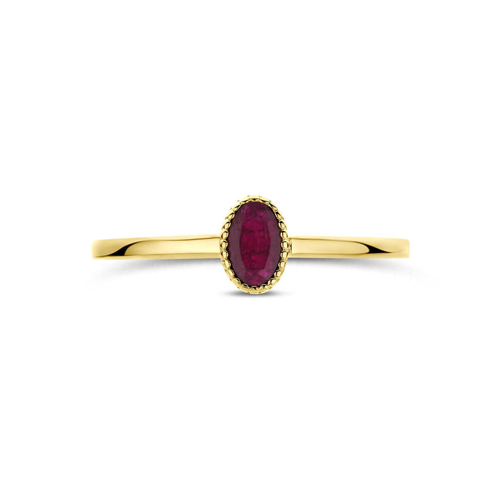 9k Geelgouden ring met robijn