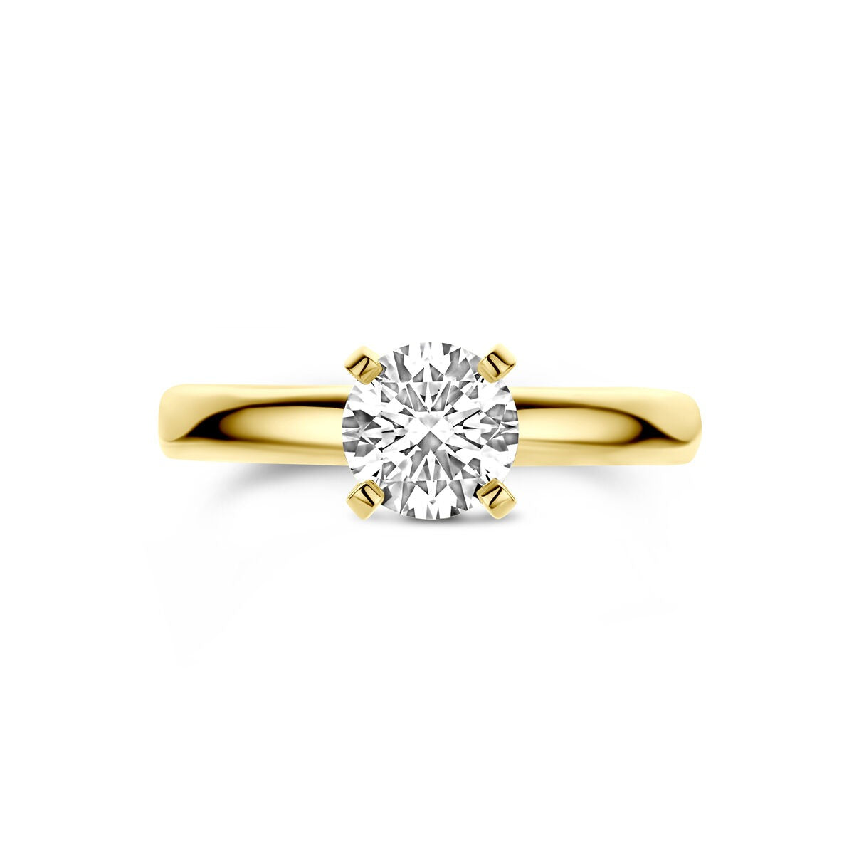 bague en or jaune 14k avec diamant de culture de 1.00ct