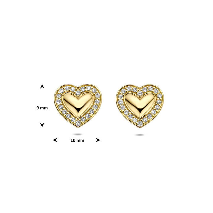 14k Geelgouden hart oorknoppen met lab grown diamant