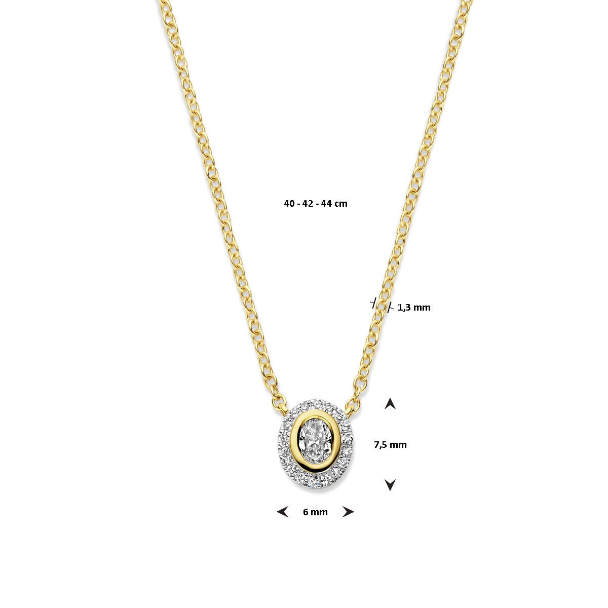 Collier en or jaune 14k avec diamant – sertissage entourage 0.25ct