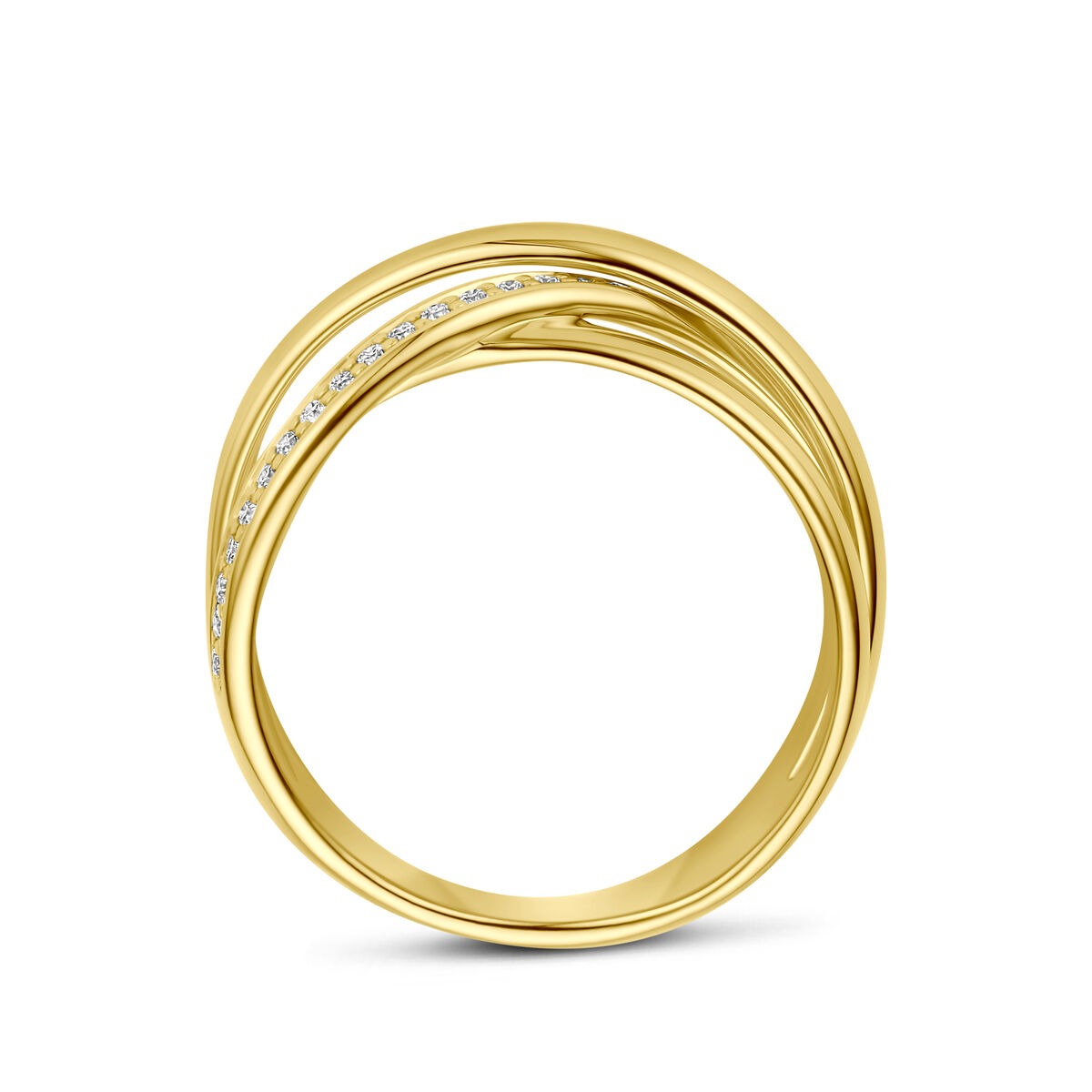 Bague alliance en or jaune 14k avec diamant 0,15 ct