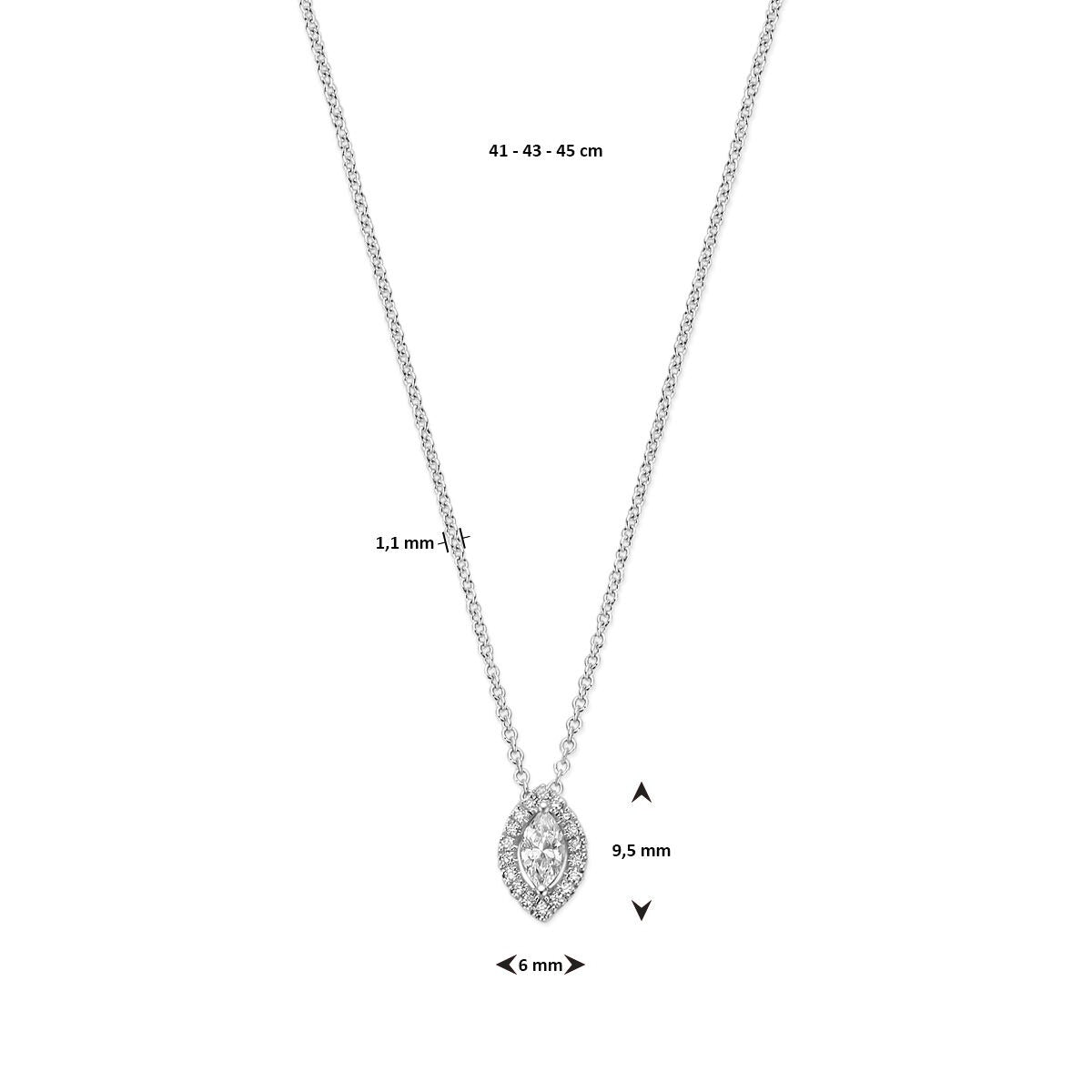 Collier en Or Blanc 14k avec Diamant