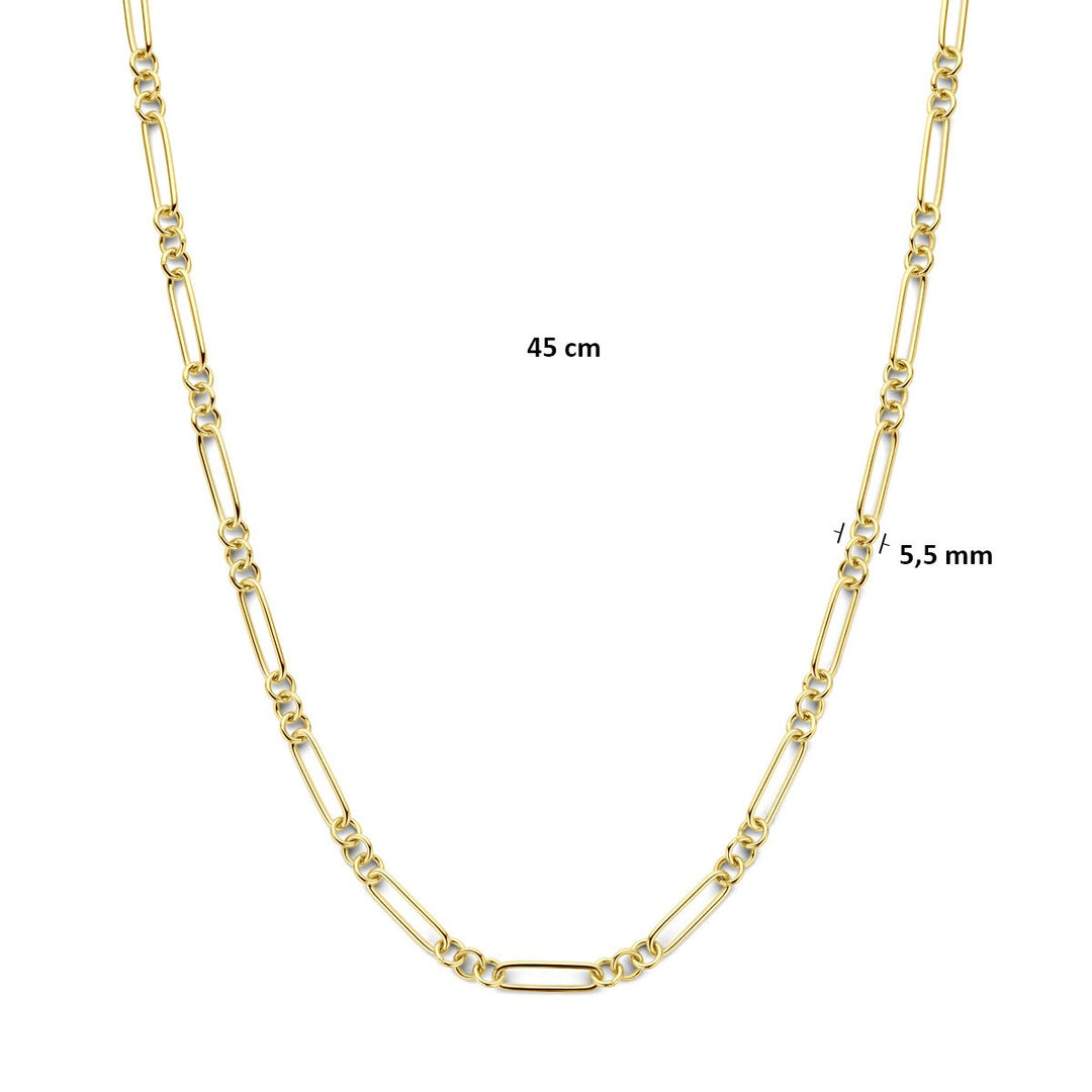 14k Geelgouden ankercollier met 925 zilveren kern