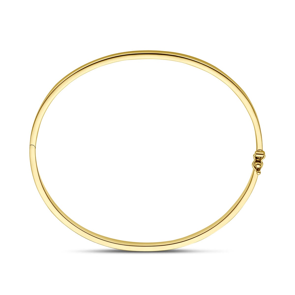 Bracelet bangle en or jaune 9k avec tube plat et noyau en argent