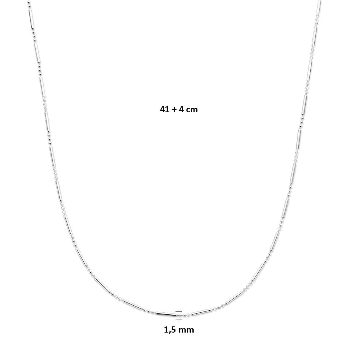 Collier pour femme en argent rhodié sans pendentif 1,5 mm 41 + 4 cm