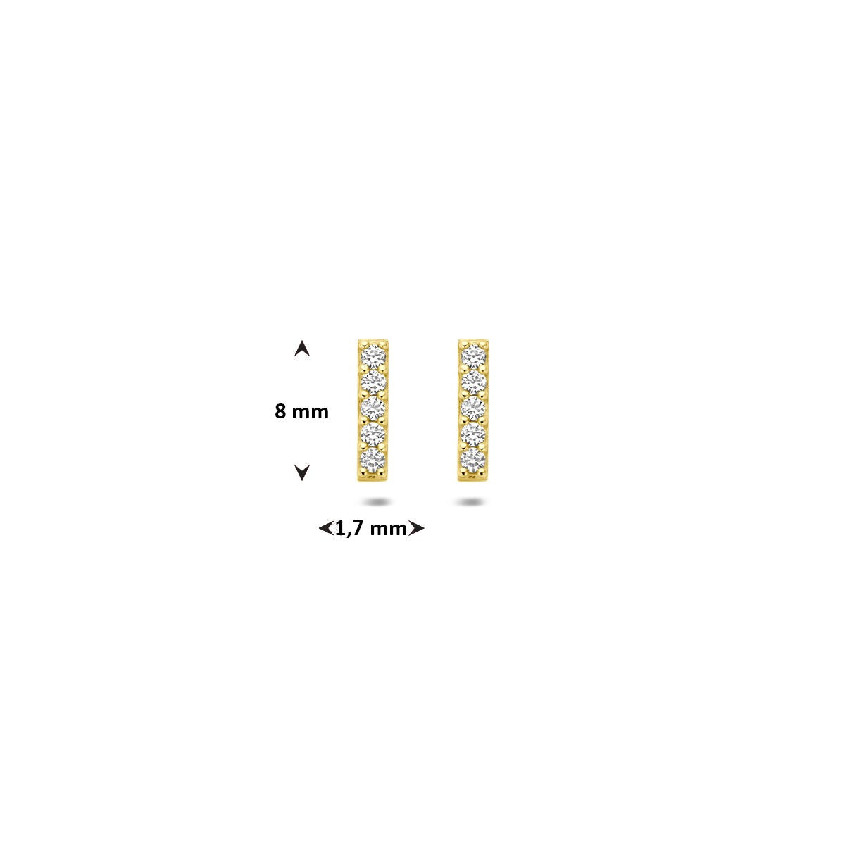 Puces d'oreilles en or jaune avec barre et zircone – 14k