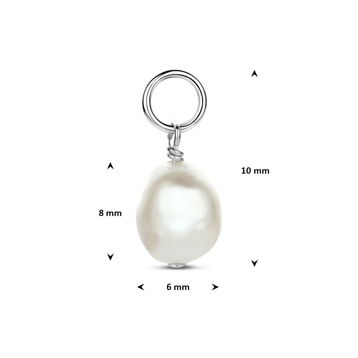 Pendentif créole en argent rhodié avec perle