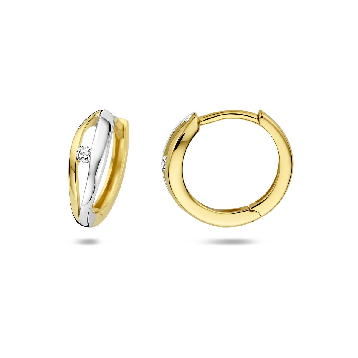 Créoles bicolores en or 14k avec diamant cultivé en laboratoire