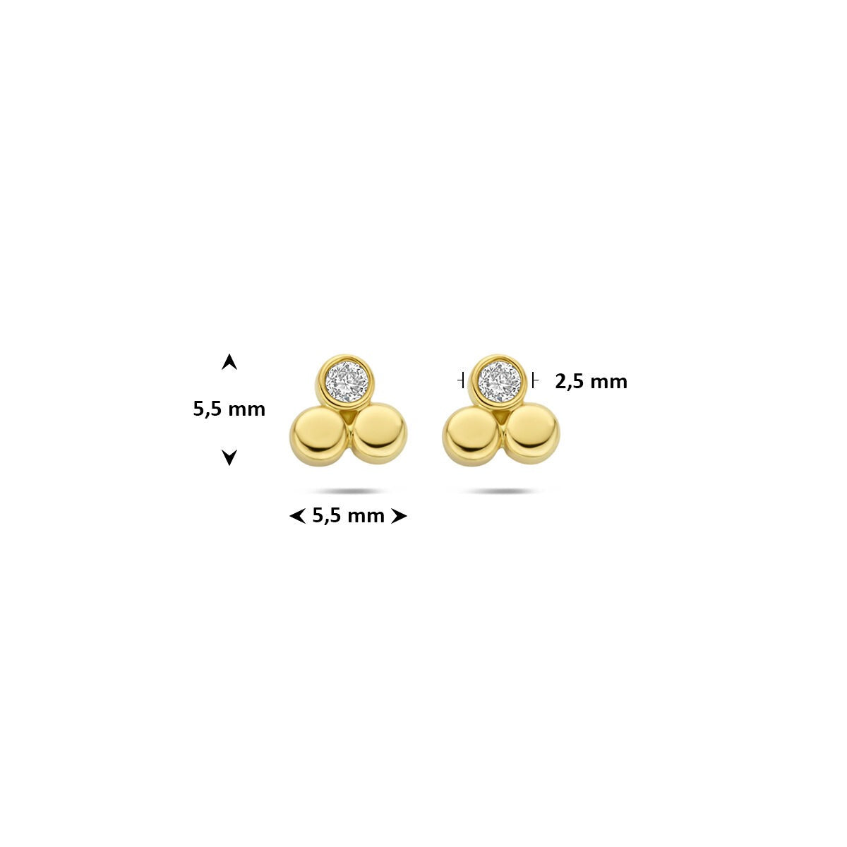puces d'oreilles en or jaune 14k avec diamant lab grown 0,13 ct