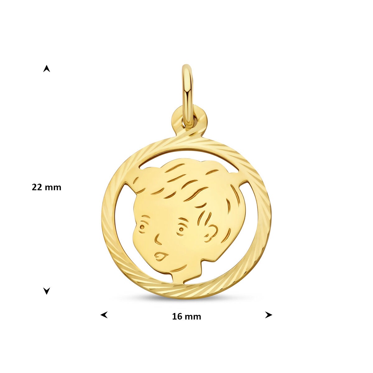 pendentif rond en or jaune 9k pour enfant