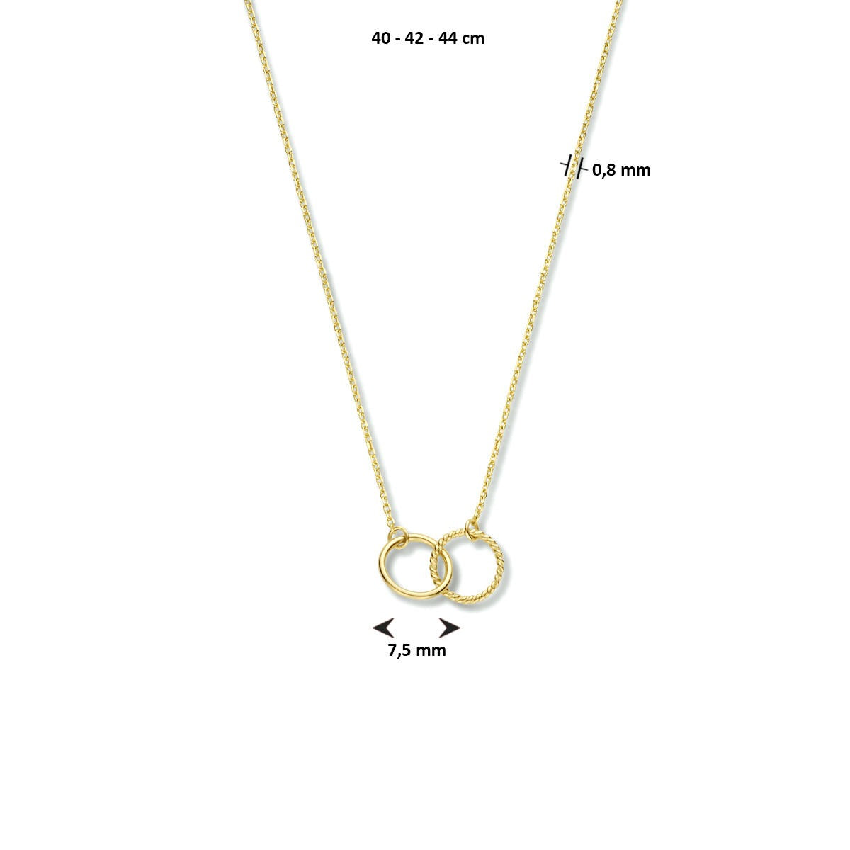 Collier en or jaune 9k avec doubles cercles